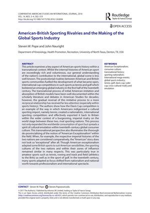 Primary view of object titled 'American-British Sporting Rivalries and the Making of the Global Sports Industry'.