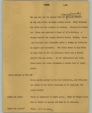 Primary view of object titled '[News Script: Green]'.