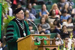 [UNT President Neal J. Smatresk at the UNT Fall 2014 Undergraduate Commencement Ceremony]