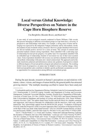 Primary view of object titled 'Local versus Global Knowledge: Diverse Perspectives on Nature in the Cape Horn Biosphere Reserve'.