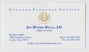 [Joy Hughes Rauls, J.D. Business Card]