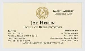 Primary view of object titled '[Joe Heflin's Business Card]'.