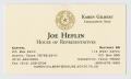 Thumbnail image of item number 1 in: '[Joe Heflin's Business Card]'.