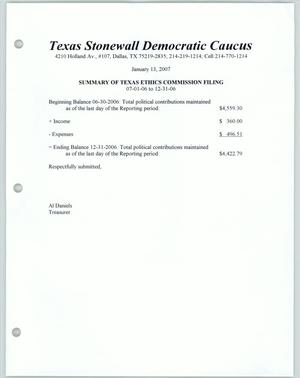 Summary of Texas Ethics Commission Filing