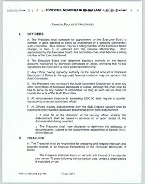 Primary view of object titled '[Texas Stonewall Democratic Caucus Financial Policies and Procedures]'.