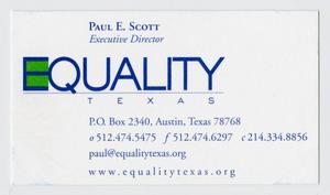Primary view of object titled '[Paul E. Scott's Business Card]'.