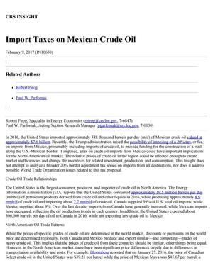 Import Taxes on Mexican Crude Oil