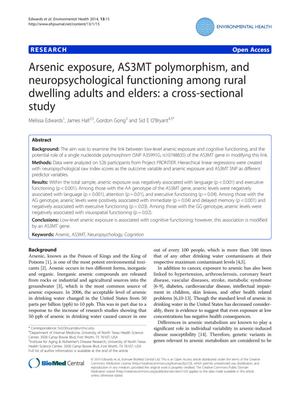 Primary view of object titled 'Arsenic exposure, AS3MT polymorphism, and neuropsychological functioning among rural dwelling adults and elders: a cross-sectional study'.