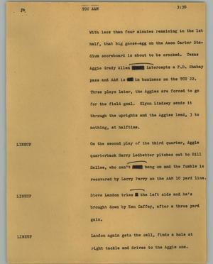 Primary view of object titled '[News Script: TCU A&M]'.