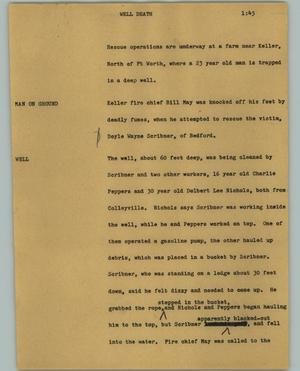 Primary view of object titled '[News Script: Well death]'.