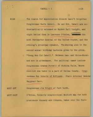 Primary view of object titled '[News Script: Cabell]'.