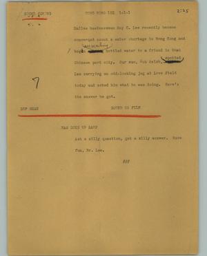 Primary view of object titled '[News Script: Hong Kong lee]'.