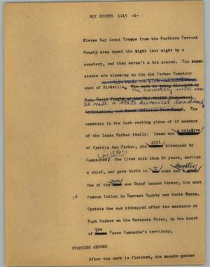 Primary view of object titled '[News Script: Boy scouts]'.