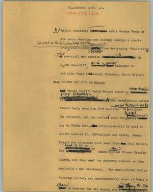 Primary view of object titled '[News Script: Millermore]'.