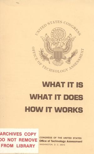 The OTA: What It Is, What It Does, How It Works, December 1979