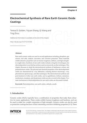 Electrochemical Synthesis of Rare Earth Ceramic Oxide Coatings