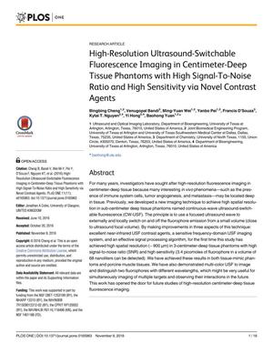 High-Resolution Ultrasound-Switchable Fluorescence Imaging in Centimeter-Deep Tissue Phantoms with High Signal-To-Noise Ratio and High Sensitivity via Novel Contrast Agents