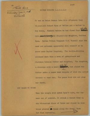 Primary view of object titled '[News Script: Double killing]'.