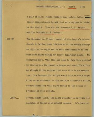 Primary view of object titled '[News Script: Commissioners/council]'.
