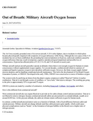 Out of Breath: Military Aircraft Oxygen Issues