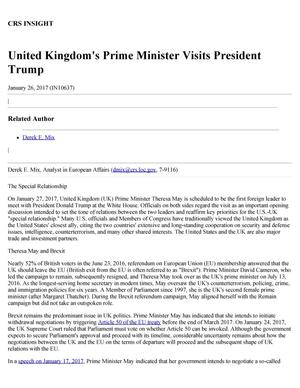 United Kingdom's Prime Minister Visits President Trump