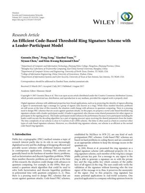 An Efficient Code-Based Threshold Ring Signature Scheme With a Leader-Participant Model