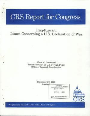 Iraq-Kuwait : Issues concerning a U.S declaration of war