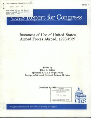 Instances of Use of United States Armed Forces Abroad, 1798-1989