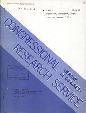 International Environmental Affairs in the 93rd Congress, 1975