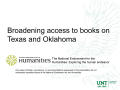 Primary view of Broadening access to books on Texas and Oklahoma