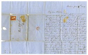 Primary view of object titled '[Letter from Maud C. Fentress to her son David, January 4, 1859]'.