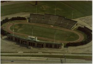 [Aerial Photograph of North Texas State University, Fouts Field Stadium, 1983]