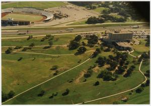 [Aerial Photograph of the North Texas State University Golf Course and Fouts Field Stadium]