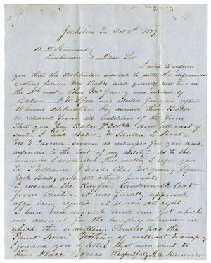 [Letter from M. A. Hamner to A. D. Kennard, October 6, 1859]