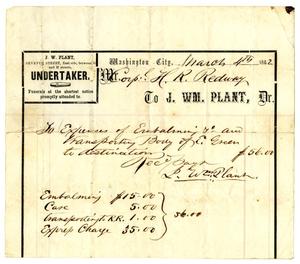 [Receipt for undertaker, March 4, 1862]