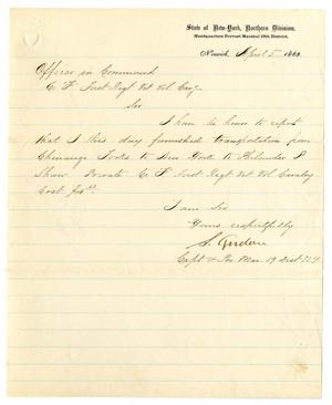[Letter from S. Tudew to the Officer in Command, April 5, 1865]