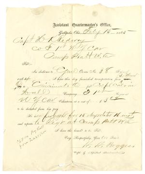 [Letter from H. H. Burggiss to Capt. H. K. Redway, February 15, 1865]