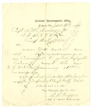 [Letter from H. H. Burggiss to Capt. H. K. Redway, January 11, 1865]