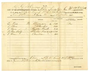 [List of stores received from Lieutenant Robert Trouh, September 30, 1864]