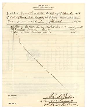 [Receipt for issues of ordinances, March 29, 1865]