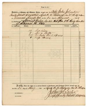 [Invoice of ordinance, August 26, 1864]
