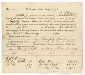 [Receipt of supplies, December 30, 1864]