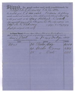 Primary view of object titled '[Receipt of supplies, February 9, 1865]'.
