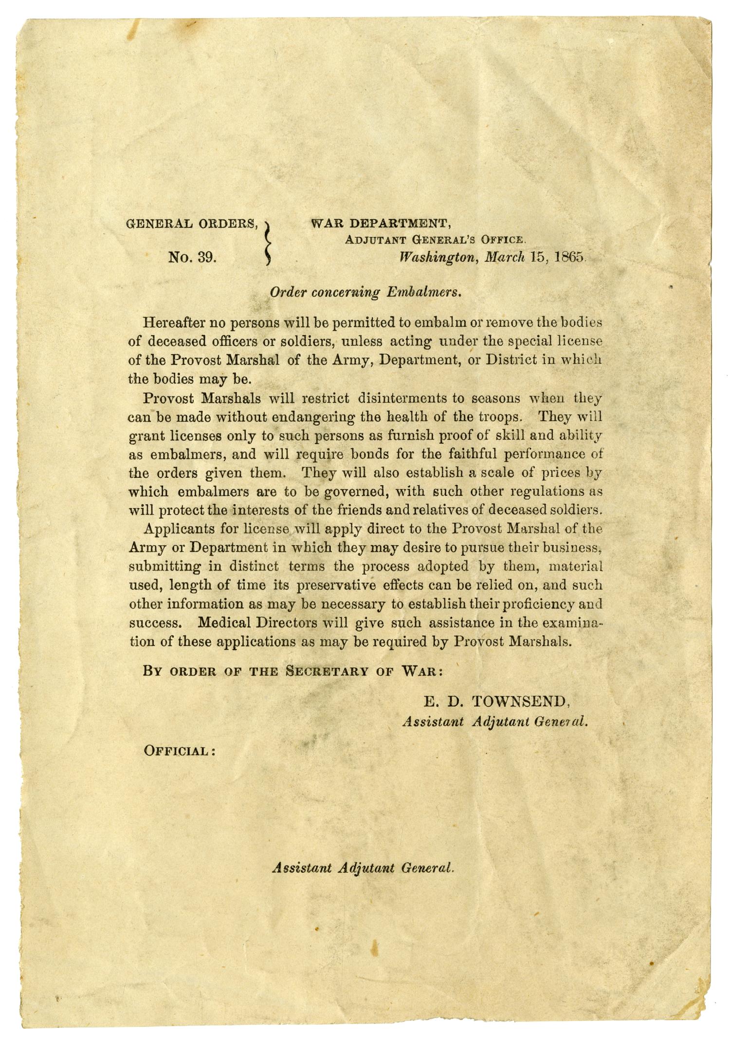 [General orders no.39, March 15, 1865] UNT Digital Library