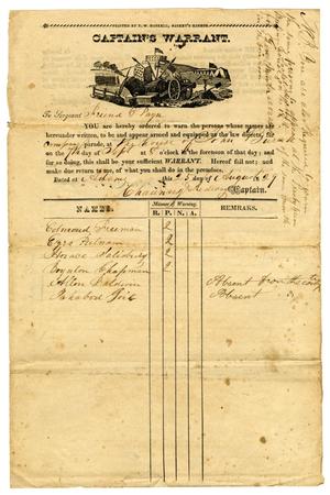 [Captain's Warrant, August 25, 1829]