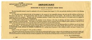 Primary view of object titled '[Instructions for endorsing pension checks,1912]'.