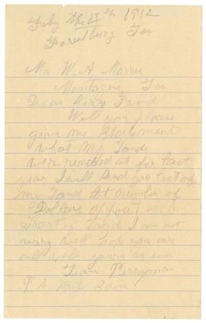 [Letter from Levi Perryman to W.A. Morris, July 4, 1912]