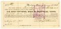 Primary view of [Promissory Note from the First National Bank of Montague, Texas, January 13, 1888]