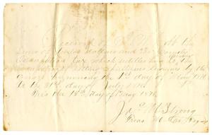 [Receipt from James M. Strong to J.M. Cobb, May 15, 1876]