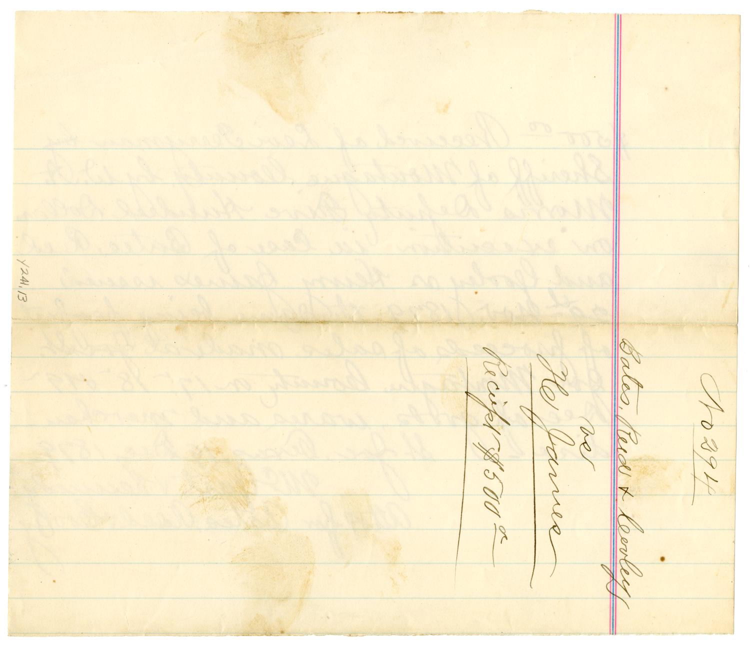 [Receipt of Levi Perryman, December 19, 1879]
                                                
                                                    [Sequence #]: 2 of 2
                                                